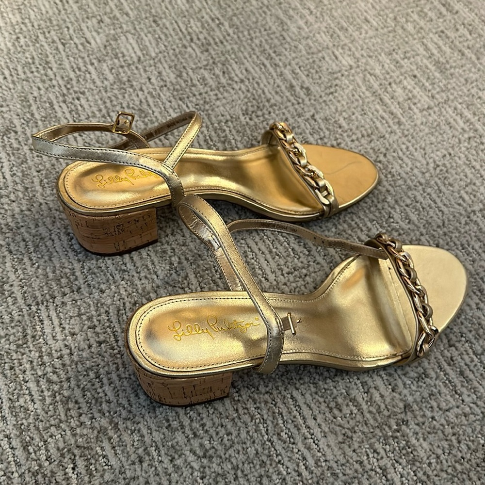 Lilly Pulitzer Metallic Gold Chain Sandals